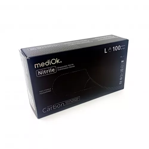 Перчатки нитрил черные, L Mediok/50пар., 10уп в кор