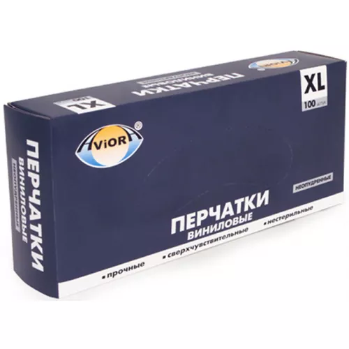 Перчатки ВИНИЛ.неопудр. Aviora, ХL  /100шт 50 пар/1000/