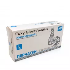 Перчатки нитриловые неопудренные, L, FOXY-GLOVERS голубые /100шт, 50 пар/10 