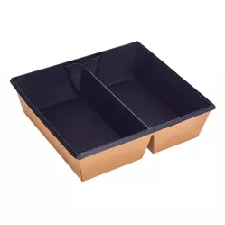 OneClick Контейнер бумажный ЭКО bottom 1200DB/b BLACK ДНО 2 секции (190*200*55) черный внутри/20/180