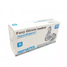 Перчатки нитриловые неопудренные, M FOXY-GLOVERS Голубые /100шт, 50 пар/10 