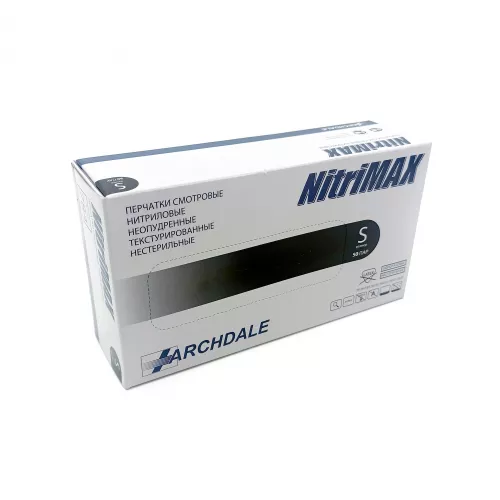 Перчатки нитрил черные, S NitriMax/50пар, 10уп в кор