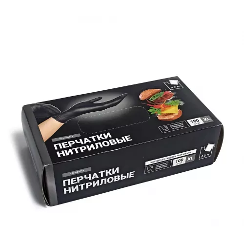 Перчатки нитрил черные, XL /50пар/10/A.D.M
