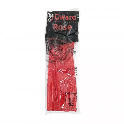 Перчатки латексные L GWARD ROSE 100гр удлиненные хозяйственные /12/120/