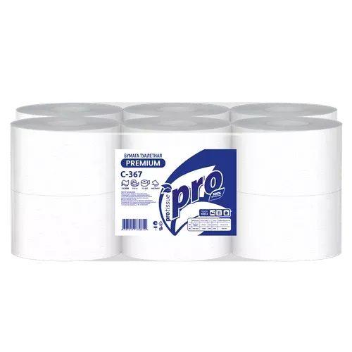 Туалетная бумага PROtissue Instant на втулке, центральная вытяжка, белая 2-сл 112м /12/ (арт C367)