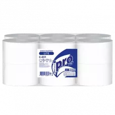 Туалетная бумага PROtissue Lite на втулке белая для диспенсера 1-сл 200м /12/