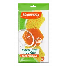 Губка для посуды Хозяюшка Мила Тефлоша 3шт /60/ 01013