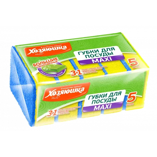 Губка для посуды Хозяюшка Мила MAXI 5шт, 40шт в коробке
