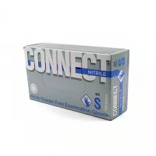 Перчатки неопудренные нитрил голубые, S 50пар,Connect