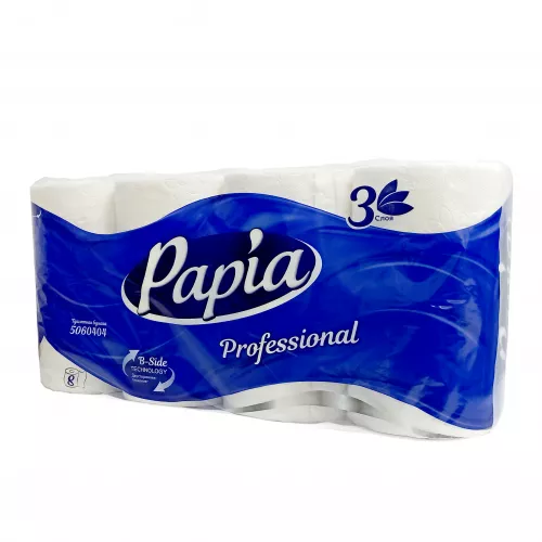 Туалетная бумага Papia Professional 8рул.3сл 16,8 м целлюлоза, 6шт в коробке