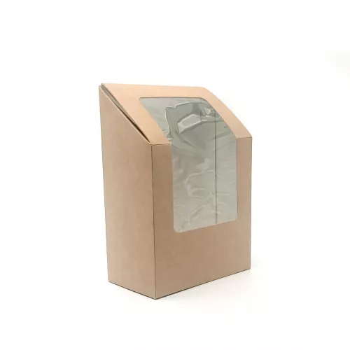 Упаковка ECO ROLL, 90*50*130мм, крафт, под ролл с окном, 50 шт упаковка, 500шт коробка