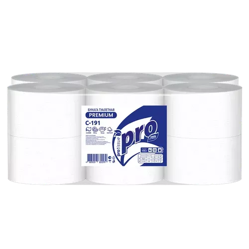 Туалетная бумага PROtissue Instant на втулке белая для диспенсеров 2-сл 170м /12/ (арт C191)