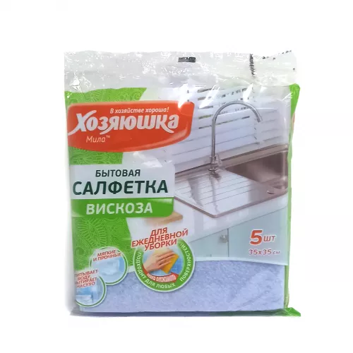 Салфетка бытовая "ХОЗЯЮШКА Мила", вискоза 35*35, 5шт